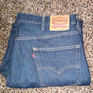 Mens Size 42x32 Levi's 550 Straight Dark Wash Denim Blue Jeans